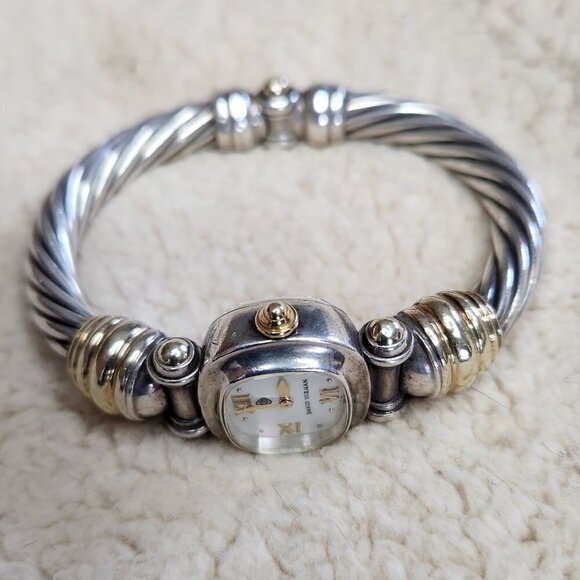 David Yurman Sterling Silver & 14K YG Cable Watch - Picture 1 of 8